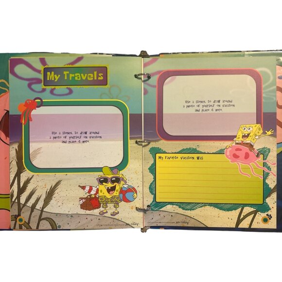 Spongebob Nickelodeon Scrapbook Kit Binder, Paper, Stickers, (Stencils Missing) - Picture 11 of 16